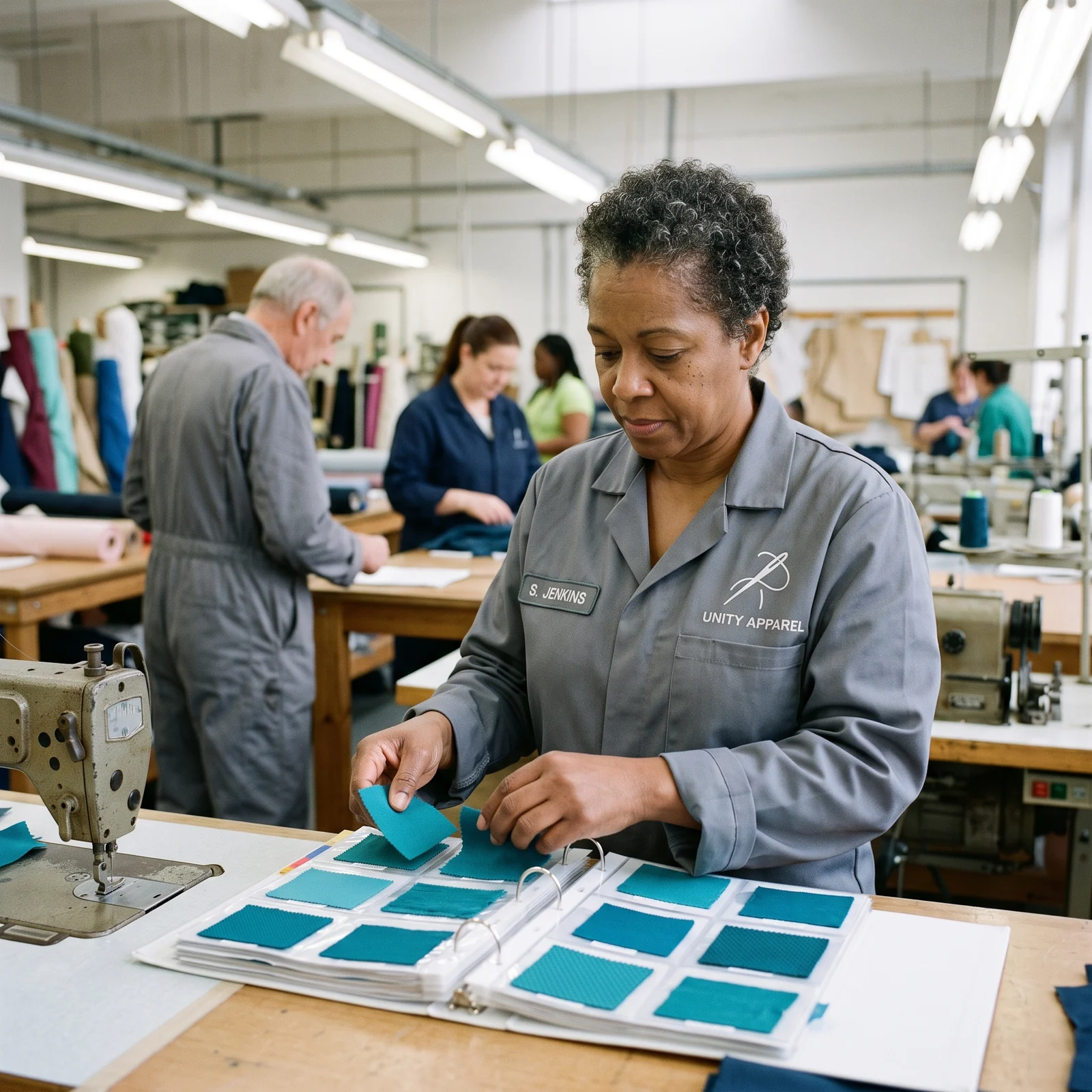 Re-order fabric sample in the same teal shade
